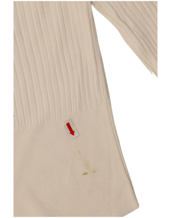 Pulover de damă ZARA cu decolteu rotund din viscoză albă mică