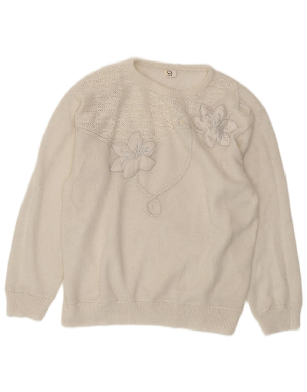 CHARLES VOGELE Pulover pentru femei cu decolteu rotund UK 18 XL Alb Floral