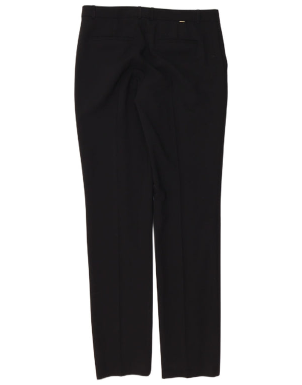 Pantaloni chino subțiri pentru femei Hugo Boss UK 8 Mici L32 L34 Lână virgină neagră