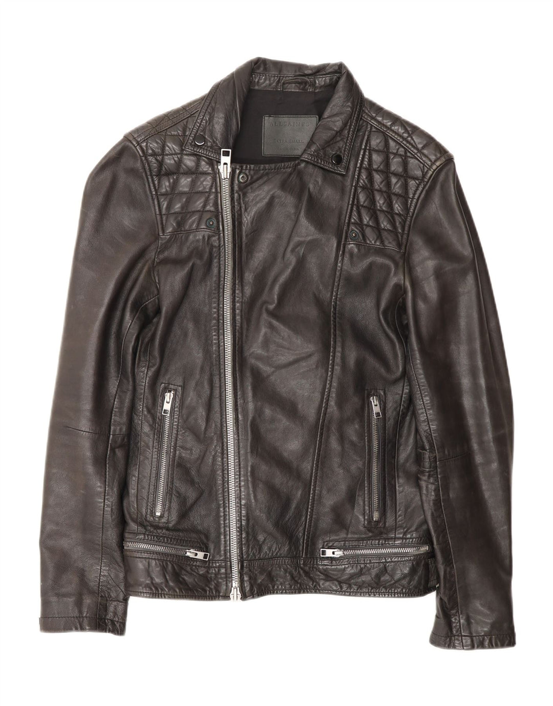 Jachetă din piele pentru bărbați All Saints UK 36 Biker din piele neagră mică
