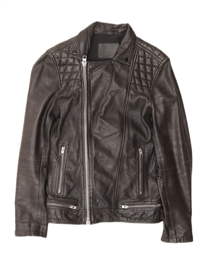 Jachetă din piele pentru bărbați All Saints UK 36 Biker din piele neagră mică