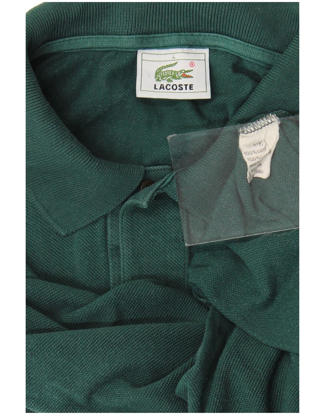 Tricou polo Lacoste pentru bărbați, mărimea 4, bumbac verde mediu