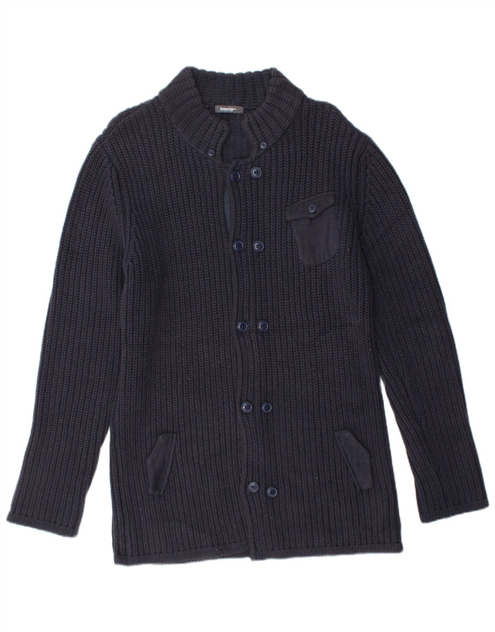 VINTAGE Womens Longline Cardigan Sweater IT 42 Medium Navy Blue Acrylic