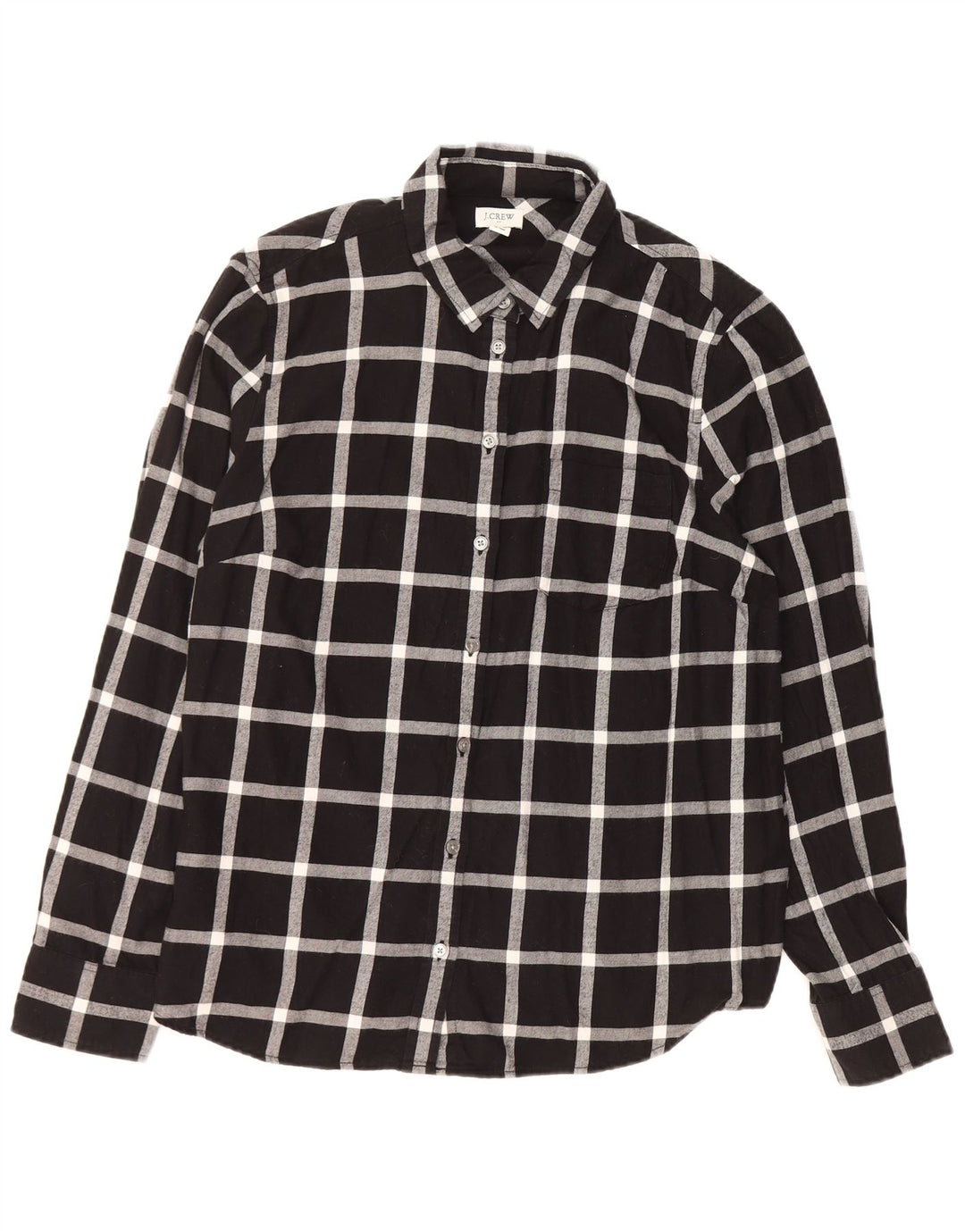 Cămașă de flanel pentru femei J. CREW UK 16 mare, bumbac cu carouri negru