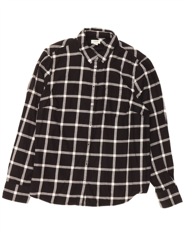 Cămașă de flanel pentru femei J. CREW UK 16 mare, bumbac cu carouri negru