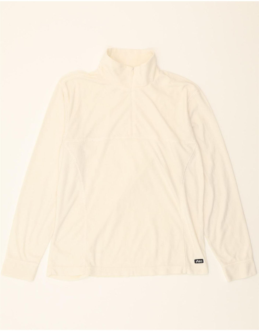 ASICS Womens Zip Neck Pullover Tracksuit Top UK 14 Large White Vintage Asics and Second-Hand Asics from Messina Hembry 