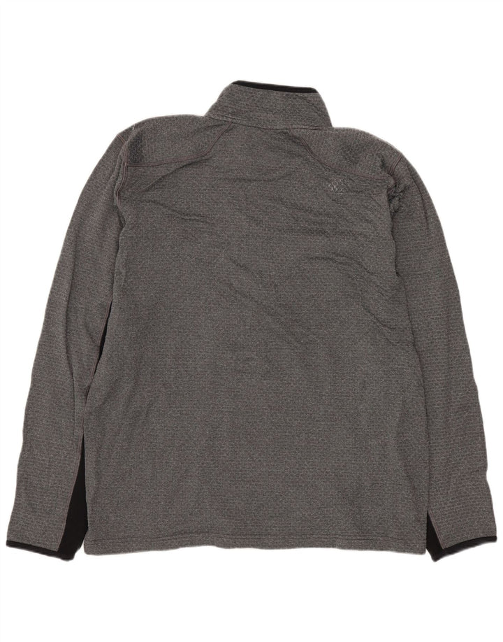 Top de trening pentru bărbați Dri Fit, cu fermoar și gât, color block, gri mediu
