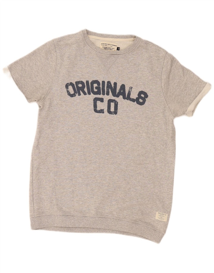 Pulover cu grafică Jack & Jones pentru bărbați, gri mediu cu pete