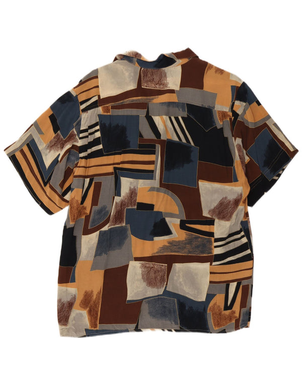 Cămașă vintage pentru bărbați cu mânecă scurtă, mică, multicoloră, geometrică, retro