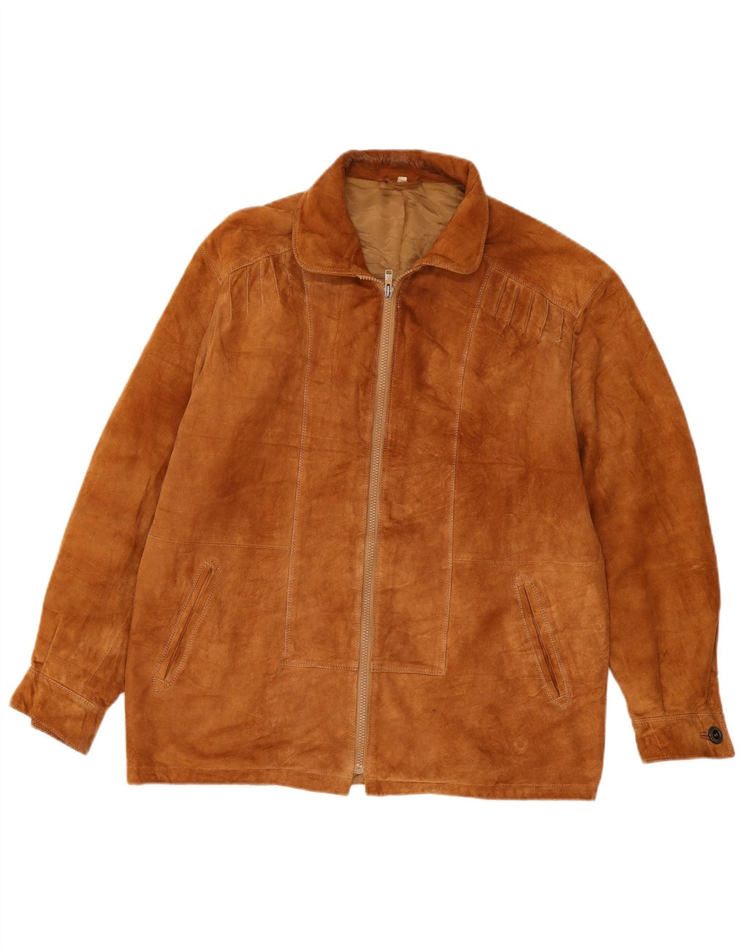 VINTAGE Jachetă de piele întoarsă pentru bărbați IT 44 XS Bej