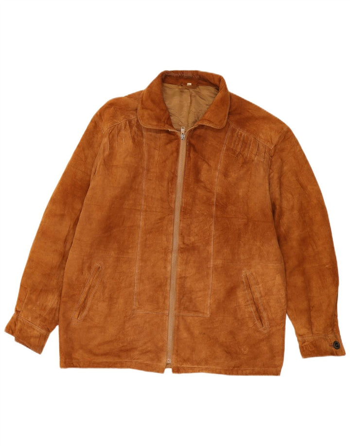 VINTAGE Jachetă de piele întoarsă pentru bărbați IT 44 XS Bej