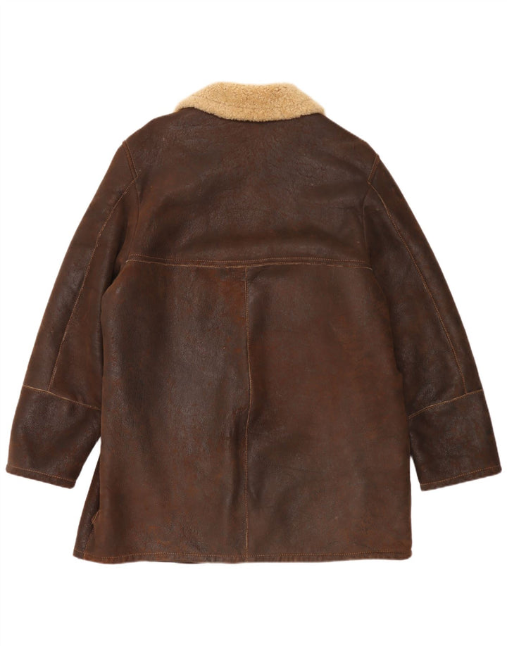 Jachetă din shearling pentru bărbați Pirbos IT 58 4XL maro din shearling