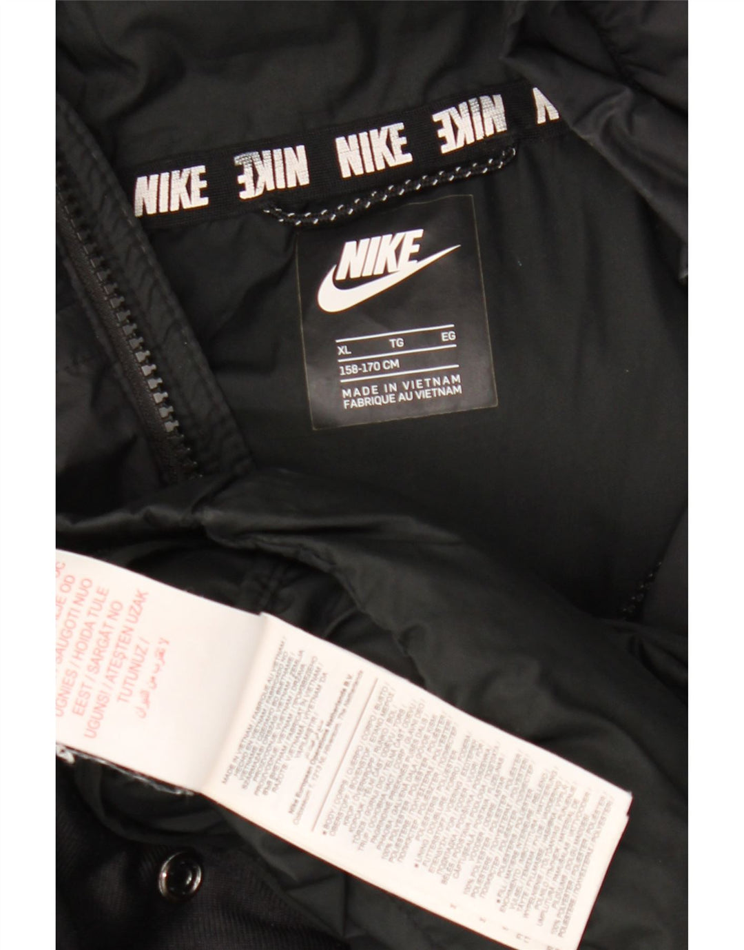 Jachetă căptușită cu glugă Nike pentru băieți 13-14 ani XL Poliester negru