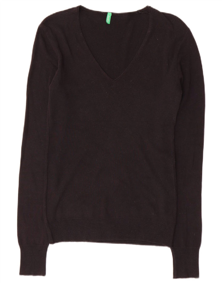 Pulover pentru femei cu decolteu în V BENETTON UK 10 Mic Negru