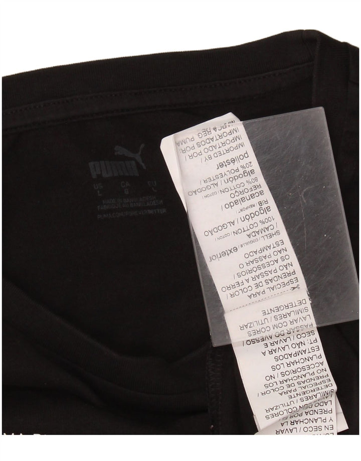 Tricou grafic PUMA pentru bărbați Top mare din bumbac negru