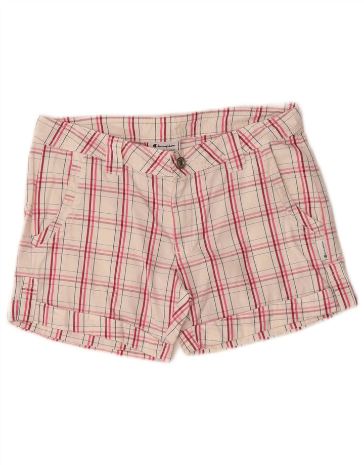 Pantaloni scurti chino pentru femei Champion Small W27 White Check Bumbac