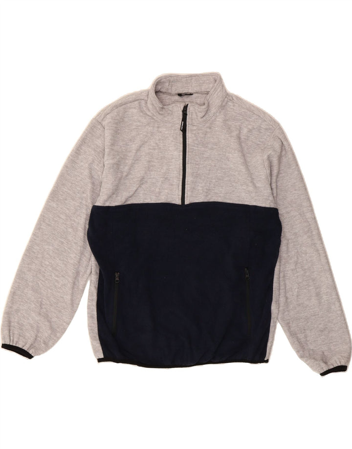 JACK & JONES Mens Zip Neck Fleece Jumper 2XL Grey Colourblock Polyester Vintage Jack & Jones and Second-Hand Jack & Jones from Messina Hembry 