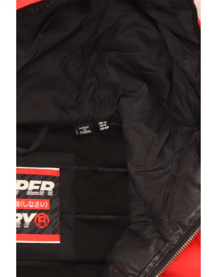Jachetă căptușită cu glugă Superdry pentru femei UK 10 Poliester roșu mic