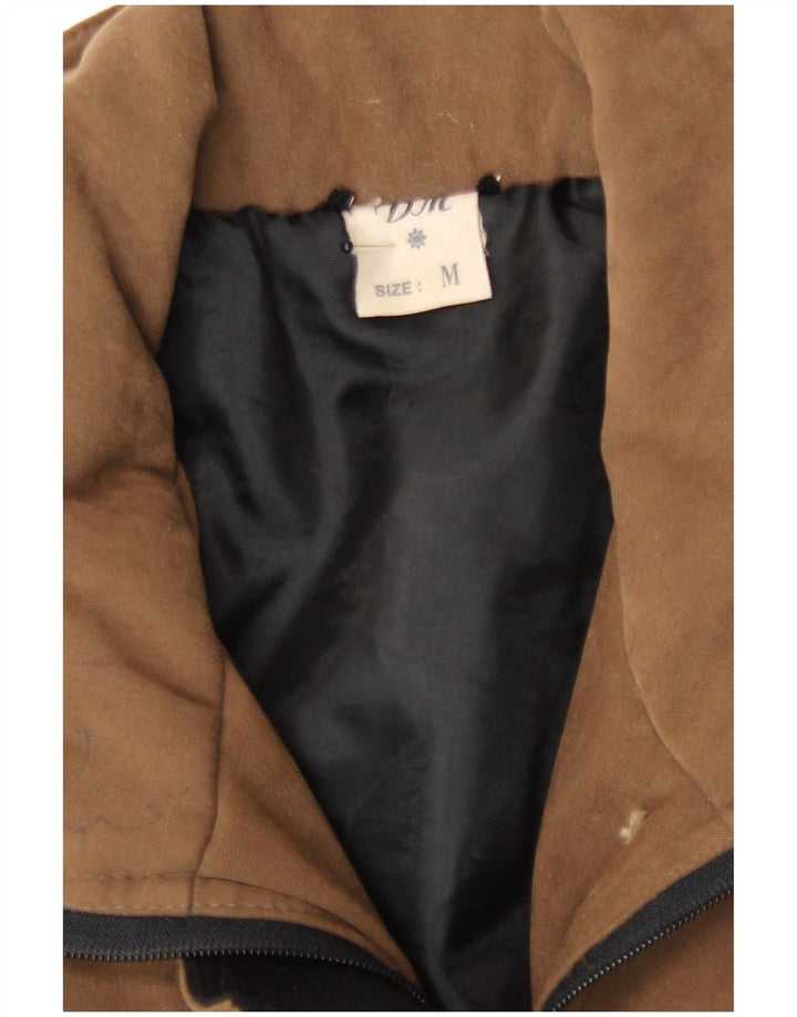 Pardesiu supradimensionat vintage pentru femei UK 14, maro mediu, poliamidă color bloc