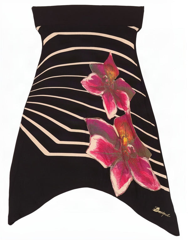 Fusta asimetrică cu talie înaltă Desigual pentru femei XL W34 Negru Floral