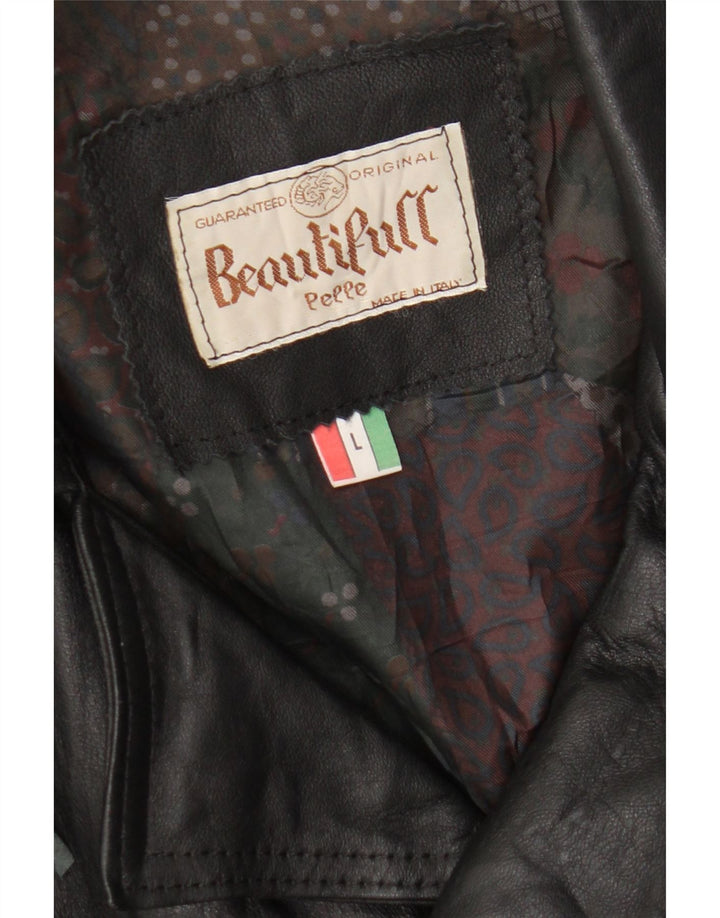 Jachetă motociclist din piele pentru bărbați vintage UK 40 mare neagră