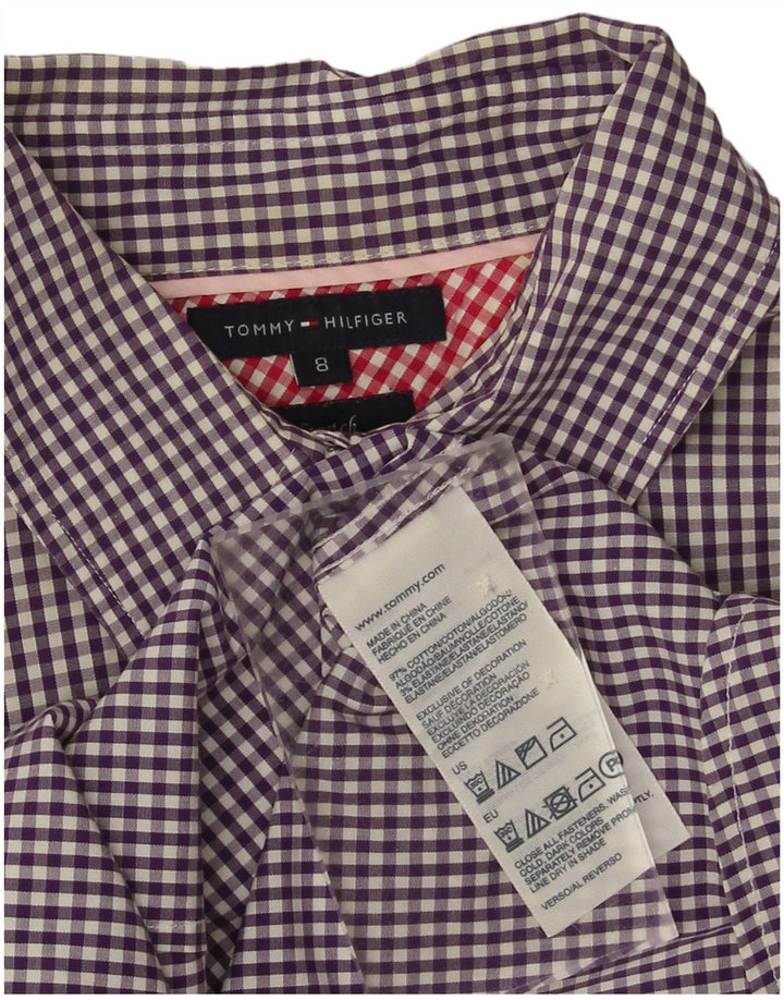 TOMMY HILFIGER Womens Shirt US 8 Medium Purple Gingham Cotton