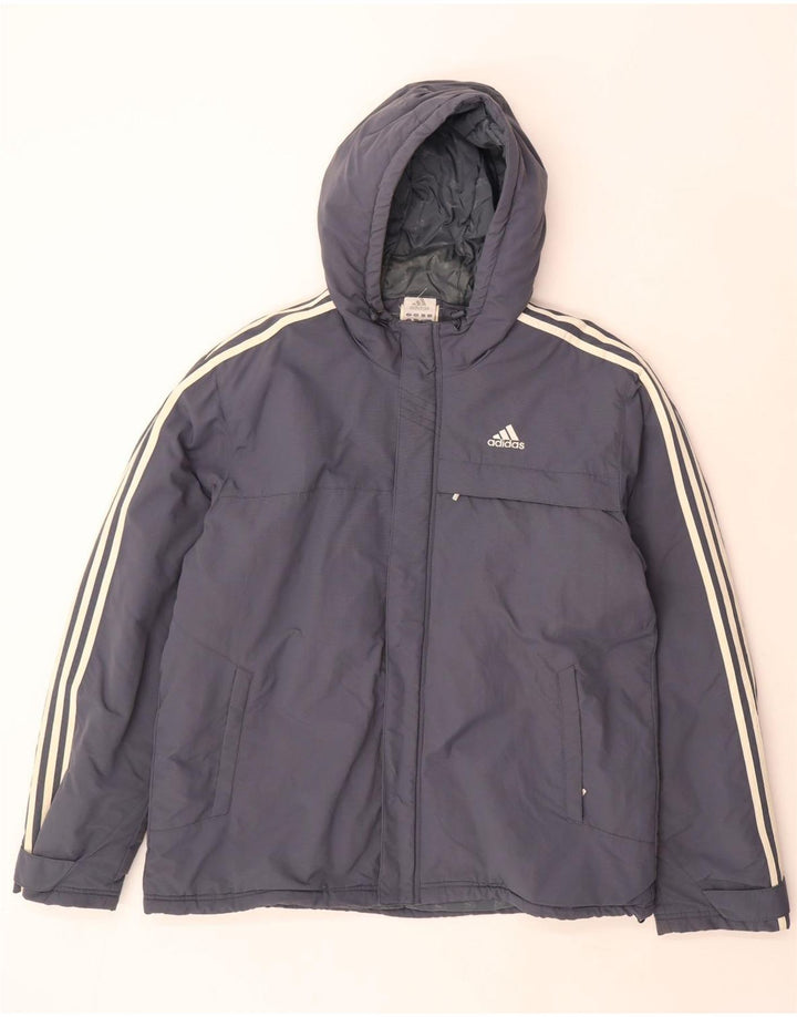 Jachetă căptușită cu glugă Adidas pentru bărbați UK 40, mare, gri din poliamidă