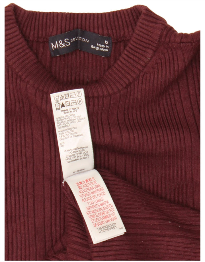 Pulover pentru femei Marks & Spencer cu decolteu triplu UK 12 Burgundy mediu