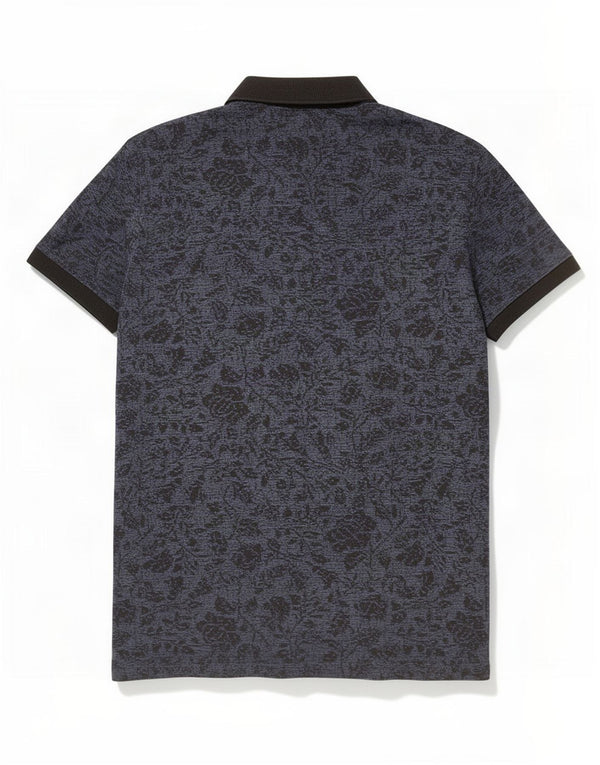 Tricou polo Hugo Boss pentru bărbați, bumbac floral, albastru marin mediu