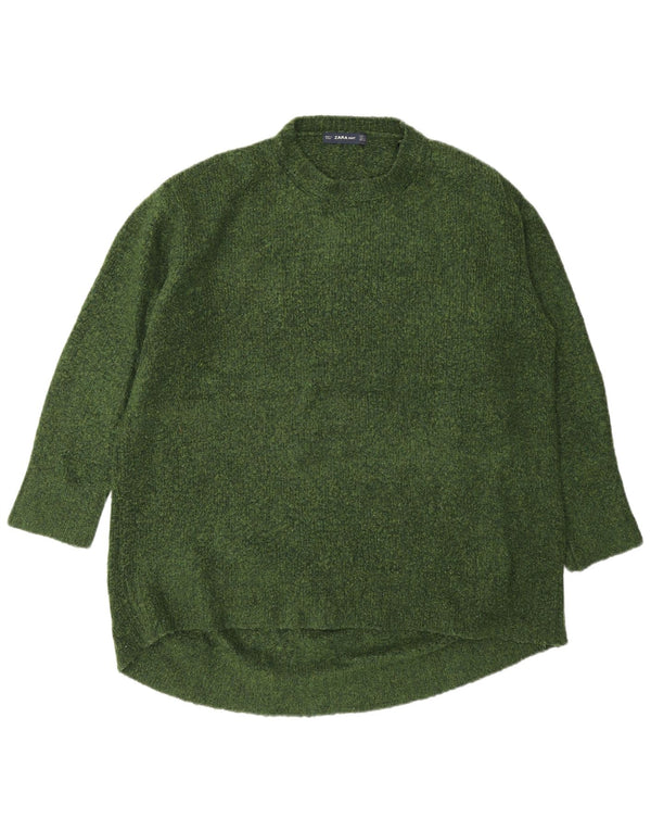 Pulover supradimensionat pentru femei Zara, cu gâtul turn, UK 10 Mic, verde, acrilic