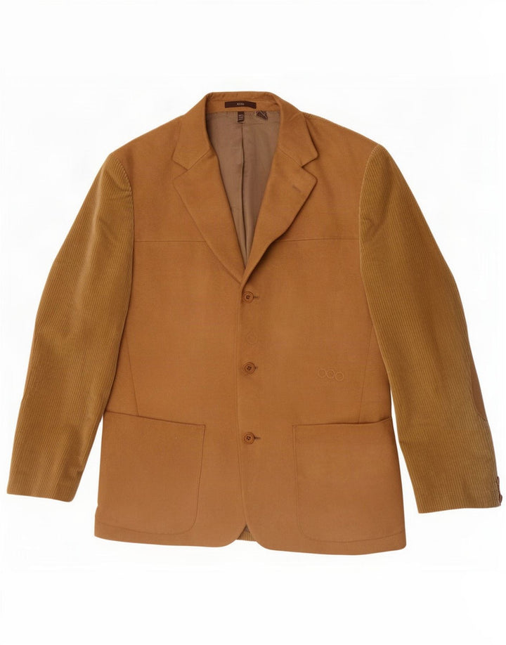 Blazer pentru bărbați din velur cu 3 nasturi Zara EU 50 Bej mediu Colorblock