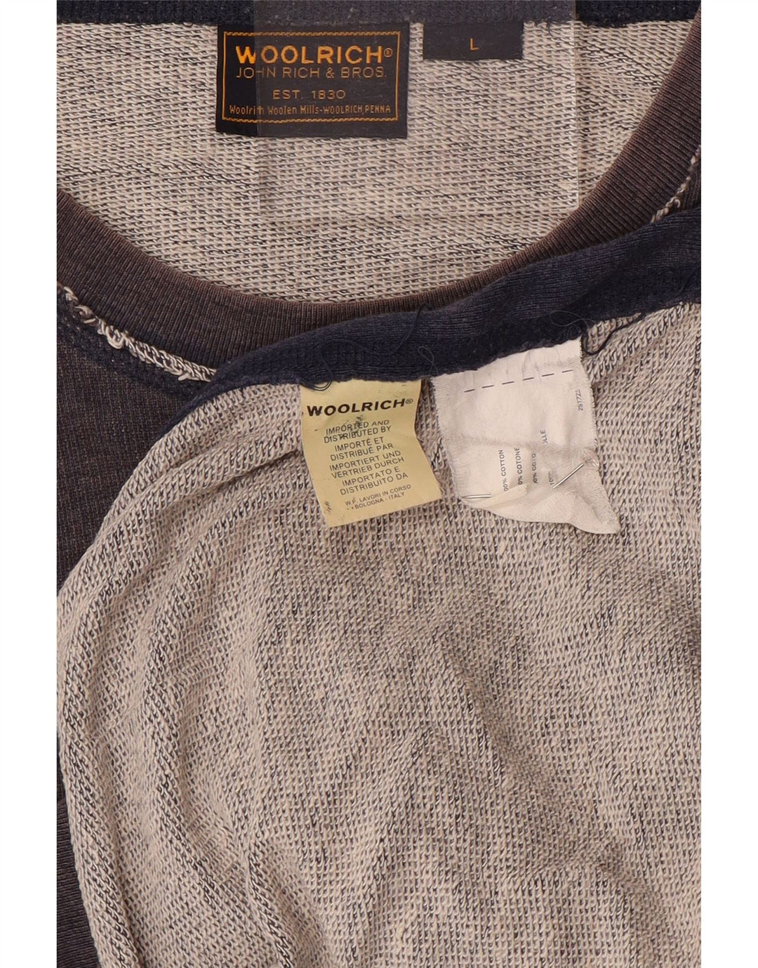 Hanorac grafic pentru bărbați Woolrich Pulover mare din bumbac bleumarin