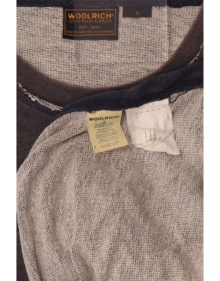 Hanorac grafic pentru bărbați Woolrich Pulover mare din bumbac bleumarin