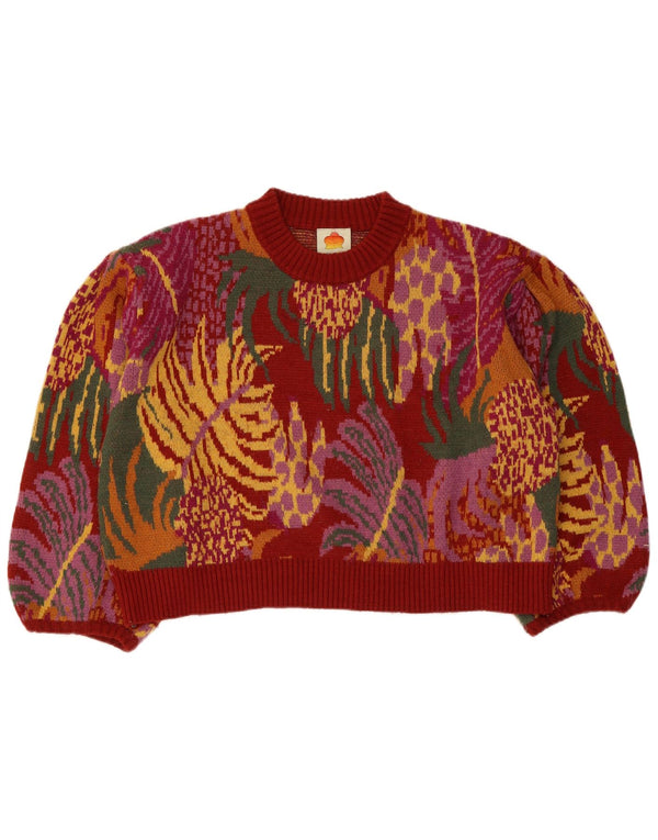 Pulover pentru femei Farm Rio, supradimensionat, cu decolteu, mare, burgundă