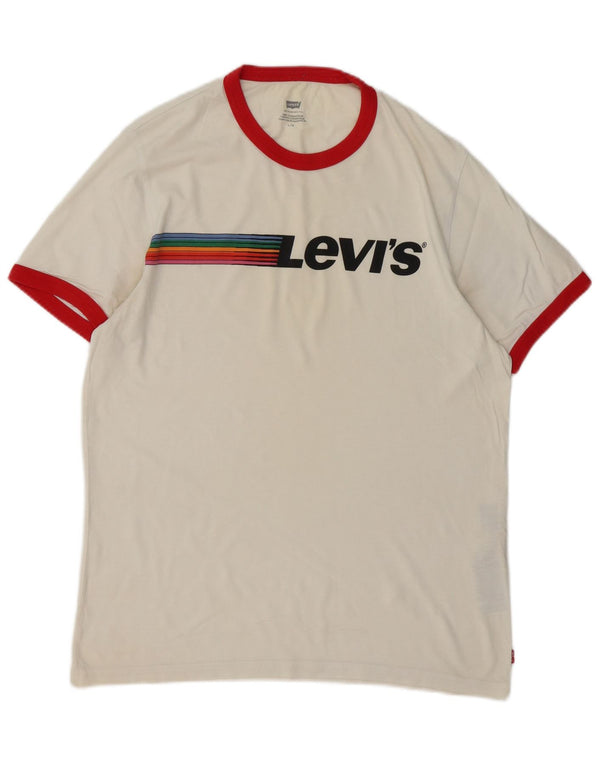 Tricou grafic pentru bărbați Levi's Top mare, alb, din bumbac color bloc