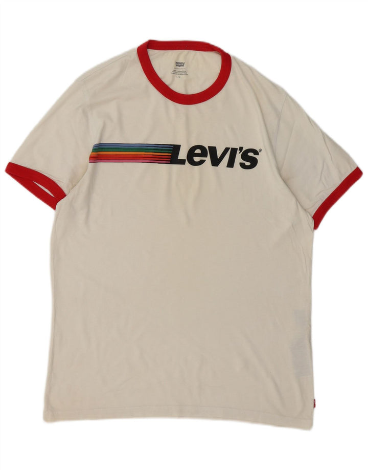 Tricou grafic pentru bărbați Levi's Top mare, alb, din bumbac color bloc