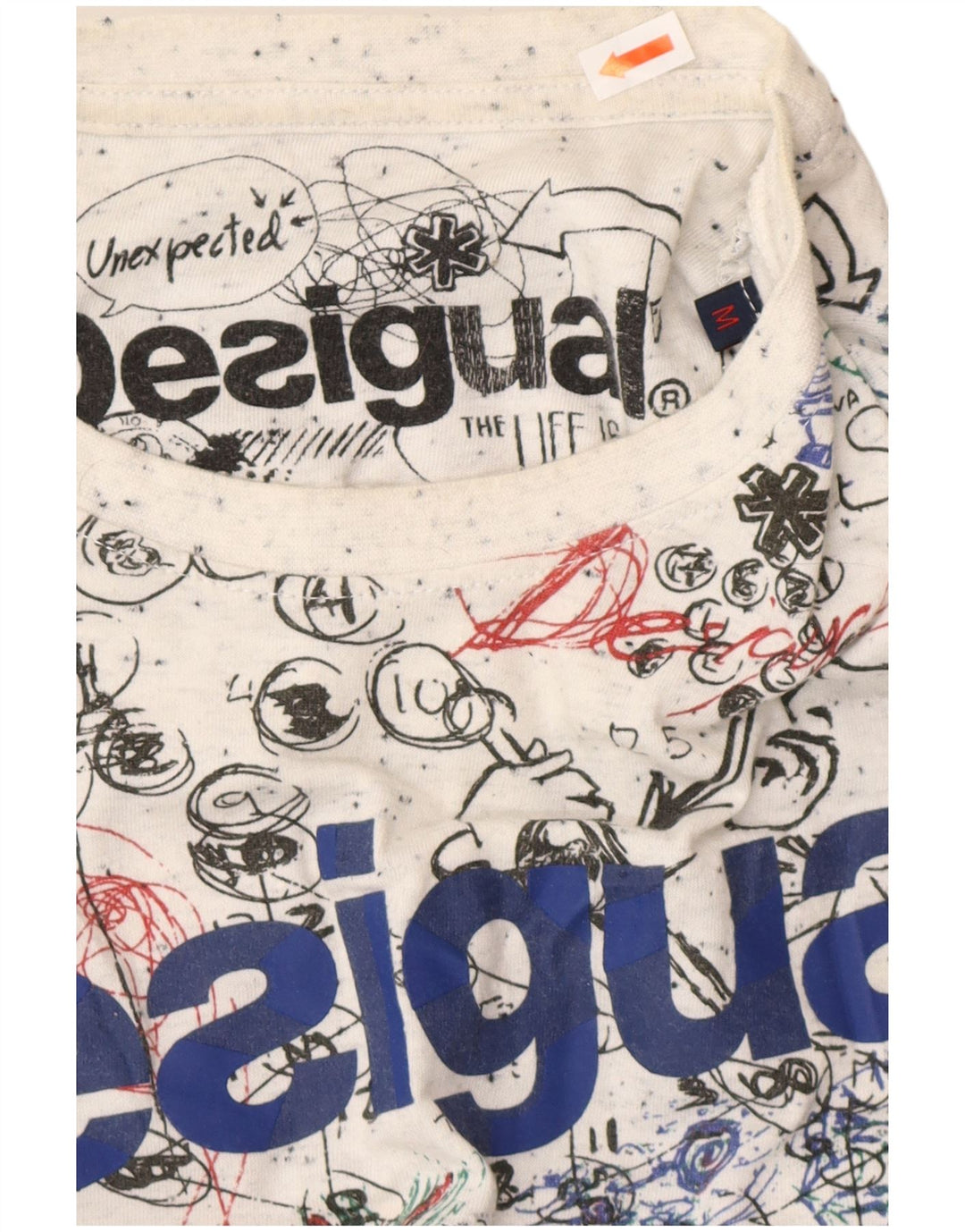 DESIGUAL Tricou grafic cu model abstract pentru bărbați Top, bumbac alb mediu