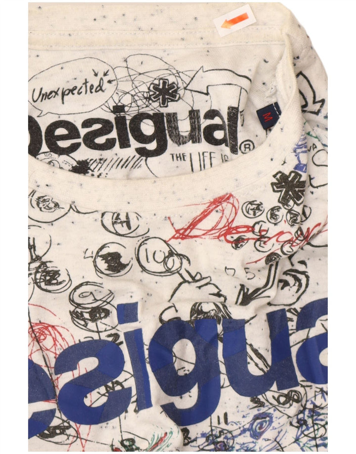 DESIGUAL Tricou grafic cu model abstract pentru bărbați Top, bumbac alb mediu