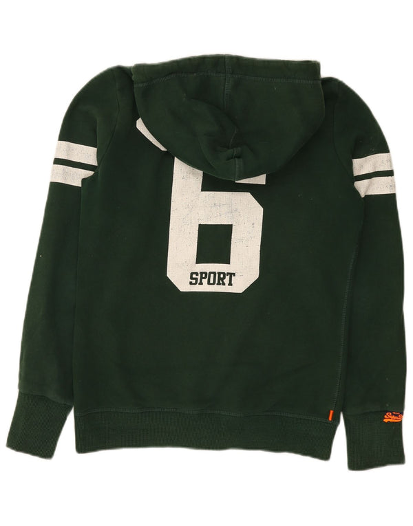 Pulover Superdry pentru femei Osaka Graphic Zip Hoodie UK 14, bumbac verde mediu