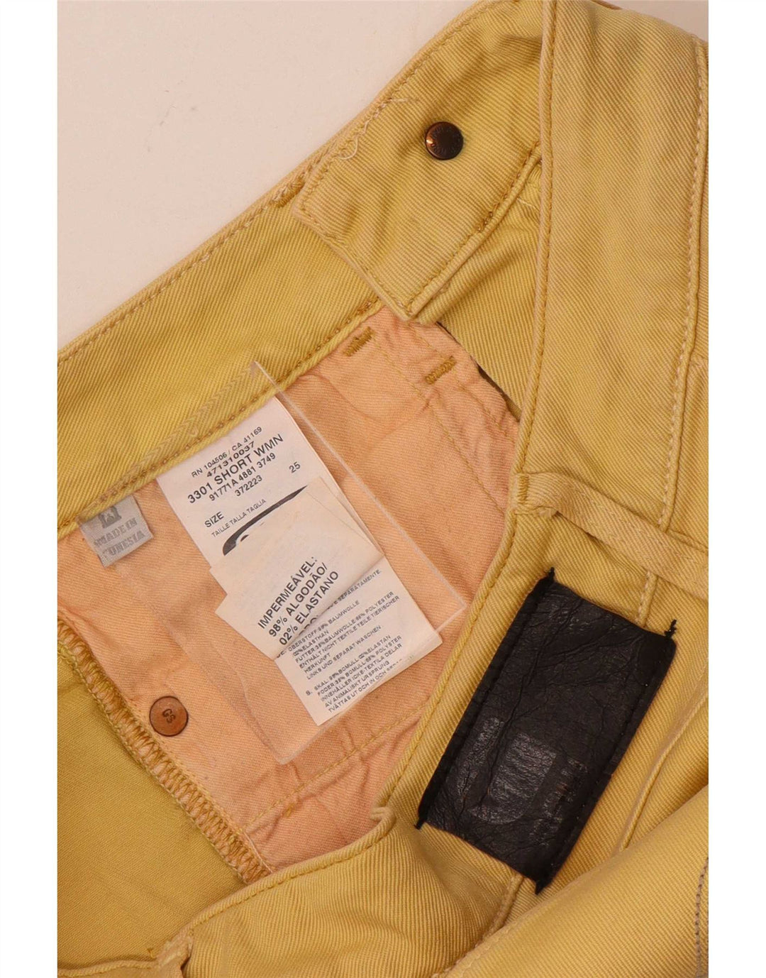 Pantaloni G-Star 3301 Denim Hot Pants W26 Bumbac galben mic