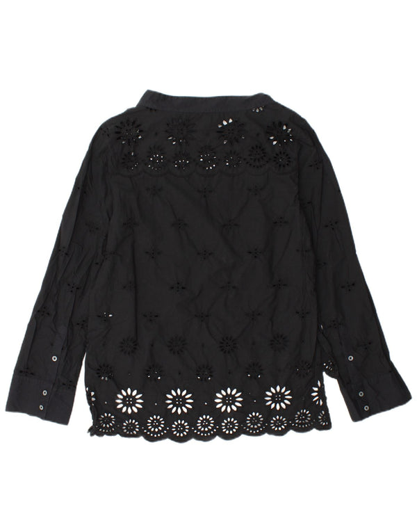 Bluză cu mânecă lungă pentru femei J. CREW Top US 2 XS bumbac floral negru