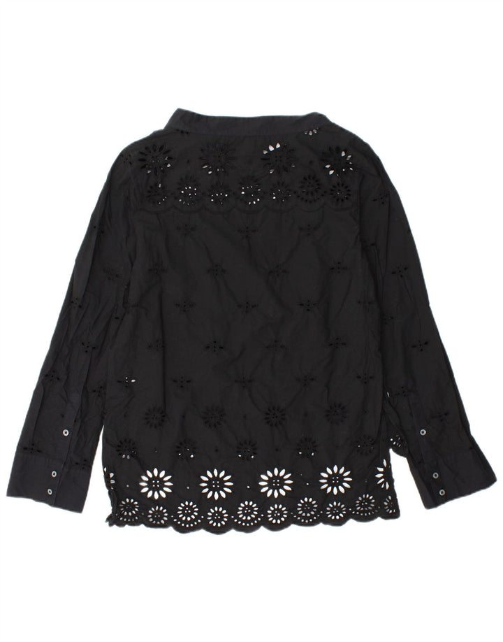 Bluză cu mânecă lungă pentru femei J. CREW Top US 2 XS bumbac floral negru