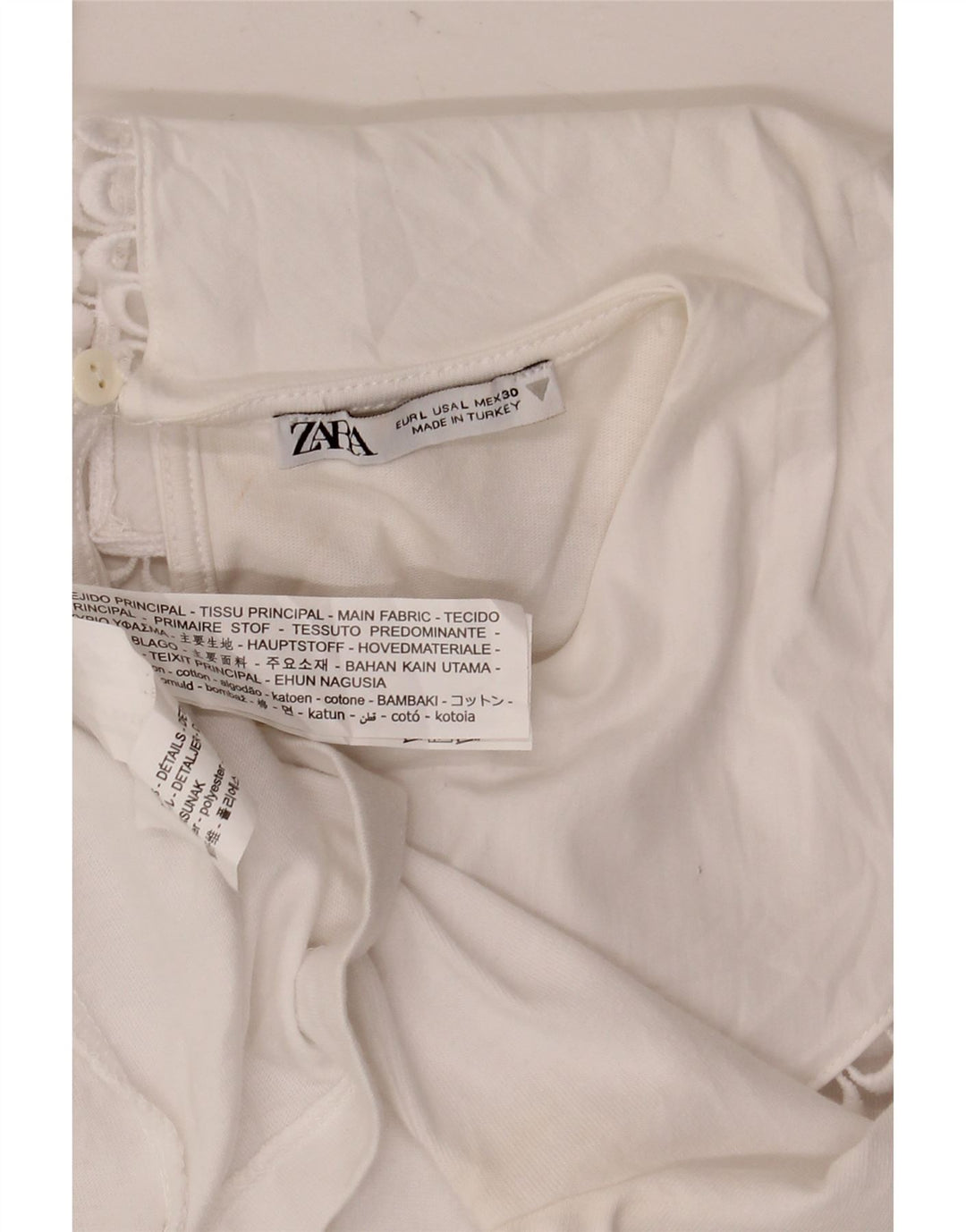 Bluză pentru femei Zara UK 14, mare, alb, bumbac