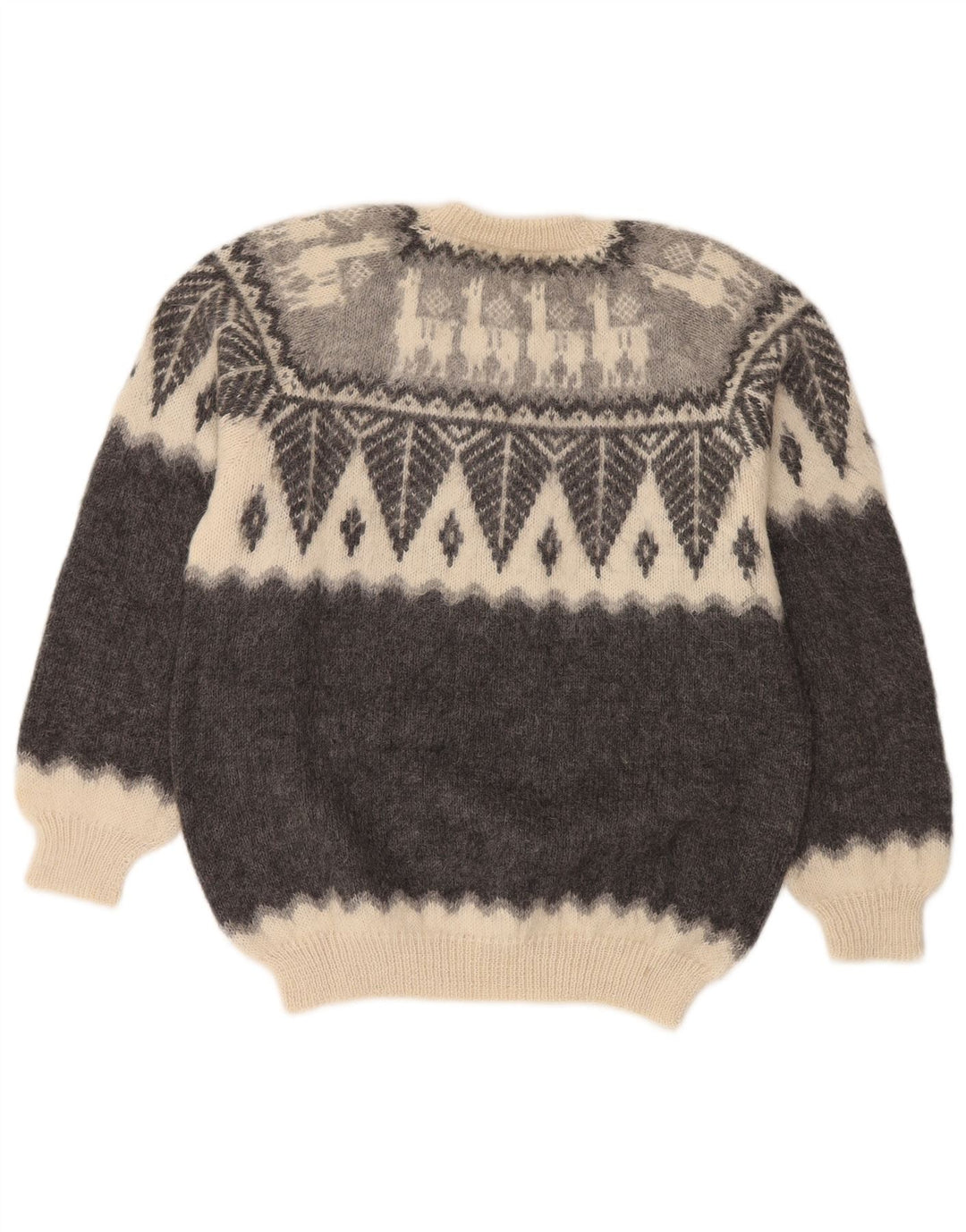 Pulover vintage pentru bărbați cu gâtul turnat, mic, gri Fair Isle
