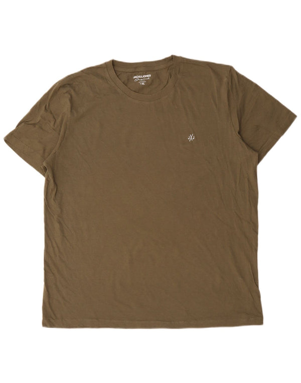 Jack & Jones Bărbați Tricou Top XL Kaki Bumbac