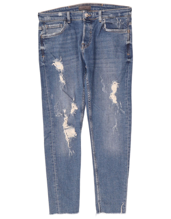 Blugi slim pentru bărbați Zara, învechiți, EU 44 Large W34 L28 Blue Bumbac