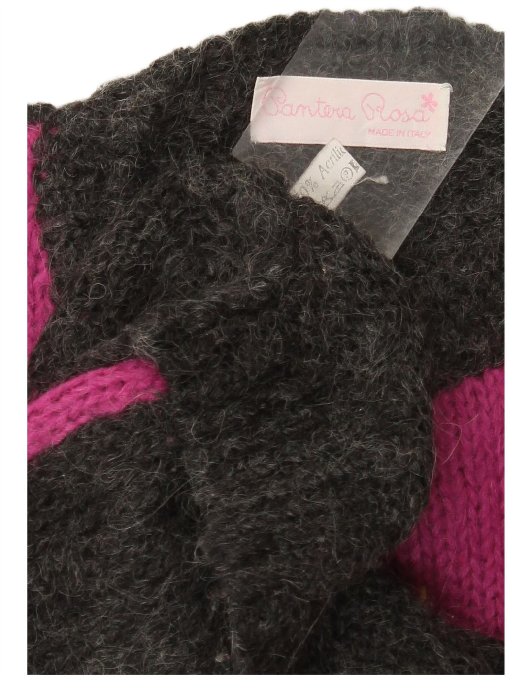 Pulover VINTAGE pentru femei cu decolteu rotund, UK 14, mare, gri Colorblock