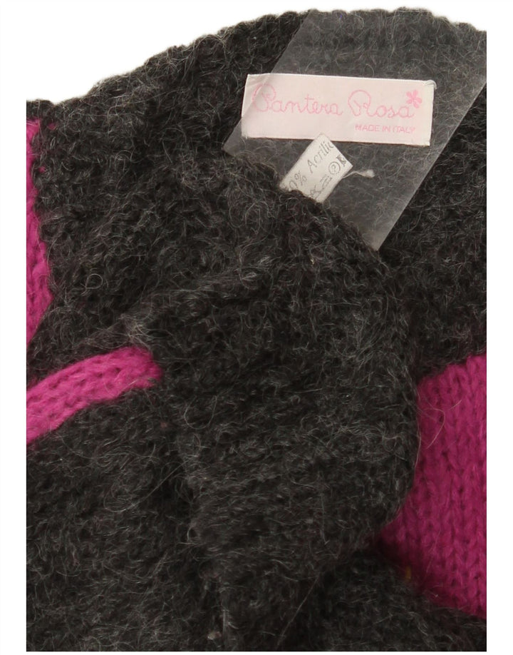 Pulover VINTAGE pentru femei cu decolteu rotund, UK 14, mare, gri Colorblock