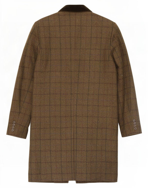 Marks & Spencer Mens Overcoat UK 38 Medium Khaki Check Wool