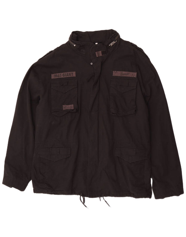 Jachetă militară cu glugă Brandit pentru bărbați UK 48 4XL, bumbac color bloc negru